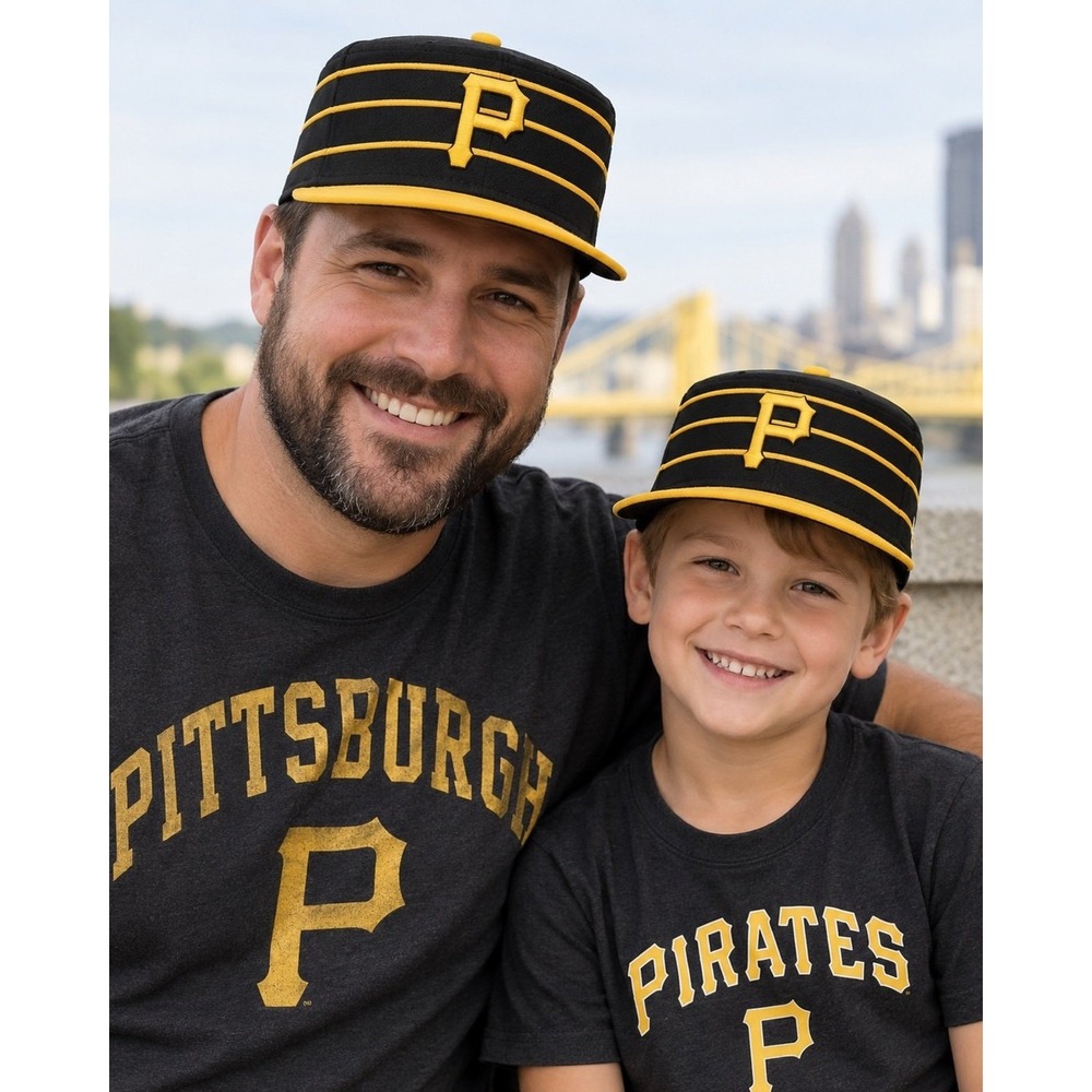 Lot 2 Pittsburgh Pirates New Era Pillbox Baseball Caps Black Gold Adult Child